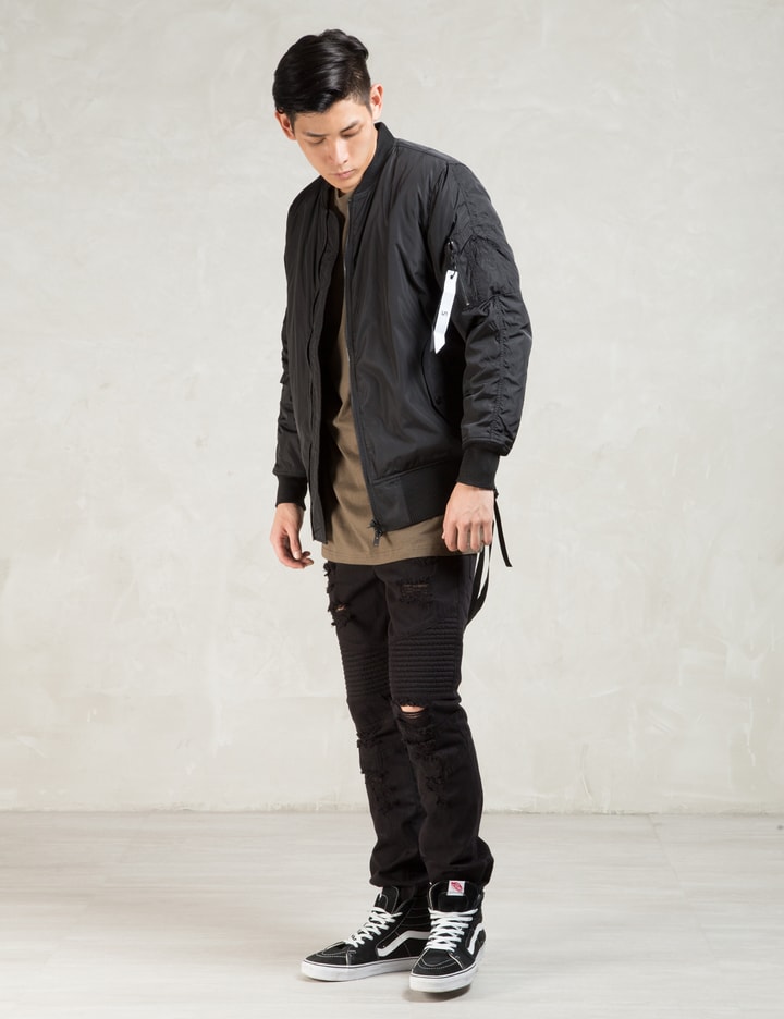 Black Strapped Bomber Jacket Placeholder Image