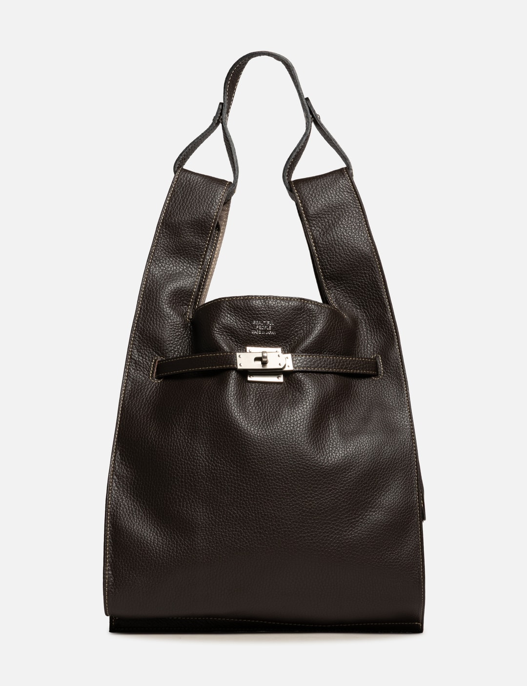 Beautiful People Large Market Bag In Shrink Leather In Brown/褐色/브라운/ブラウン