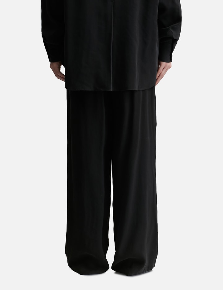 Shop Lgn Louis Gabriel Nouchi Wide Summer Pants With Double Pleats And Belt In Black
