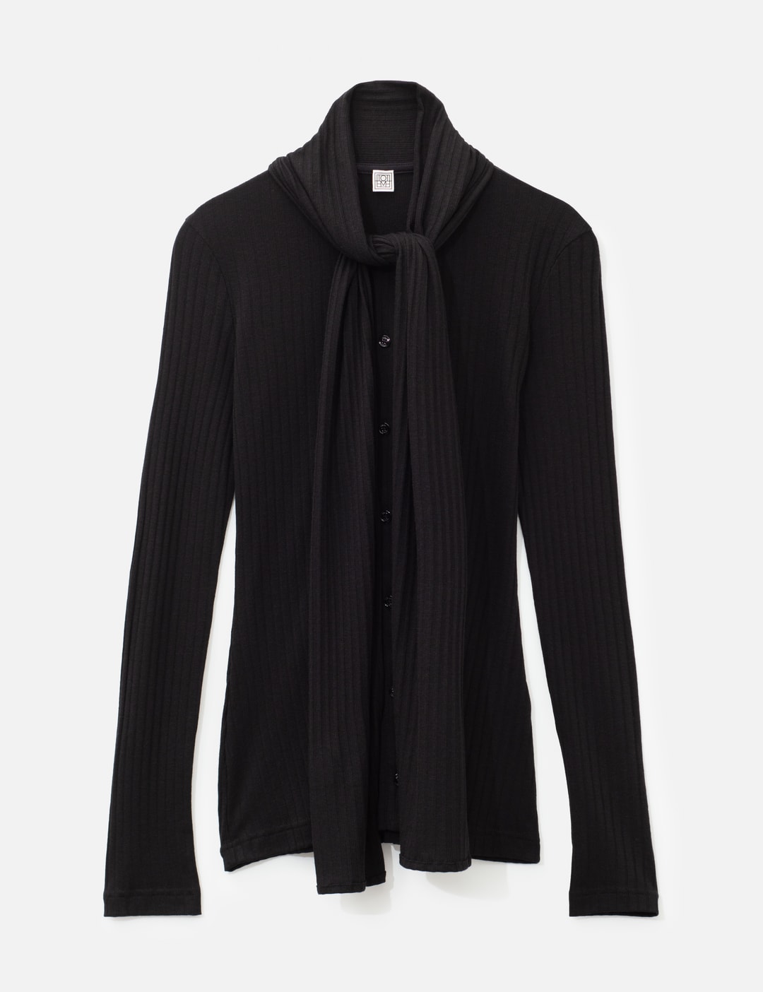 Totême Ribbed Bow Blouse In Black/黑色/블랙/ブラック