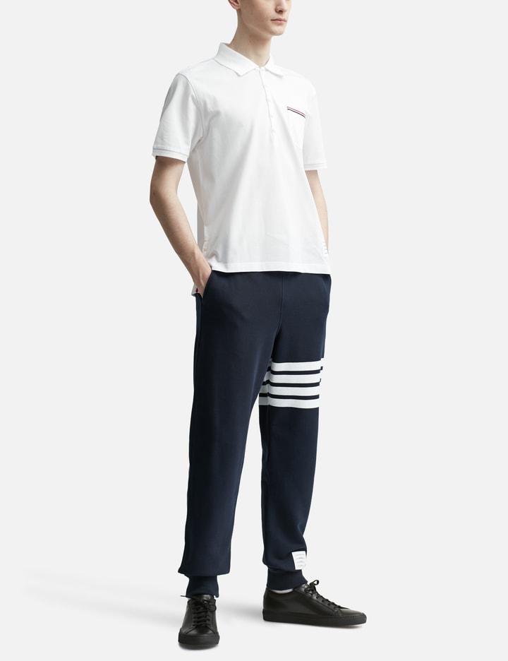 Thom Browne Rwb Trim Jersey Polo Short In White