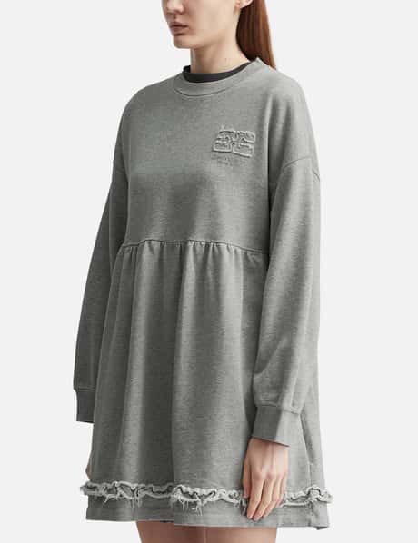 Ganni Isoli Crewneck Peplum Dress - Organic cotton, relaxed fit with  voluminous ruffle hem | HBX