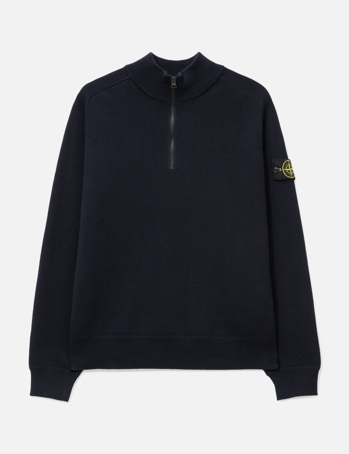 Stone Island Ribbed Soft Organic Cotton Half-Zip Jumper