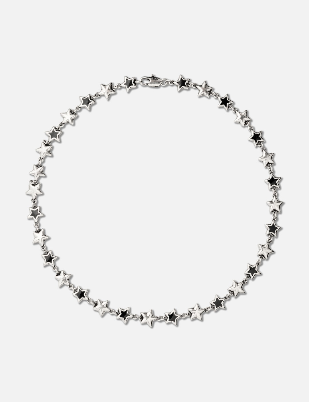 Black Enameled Stars Necklace