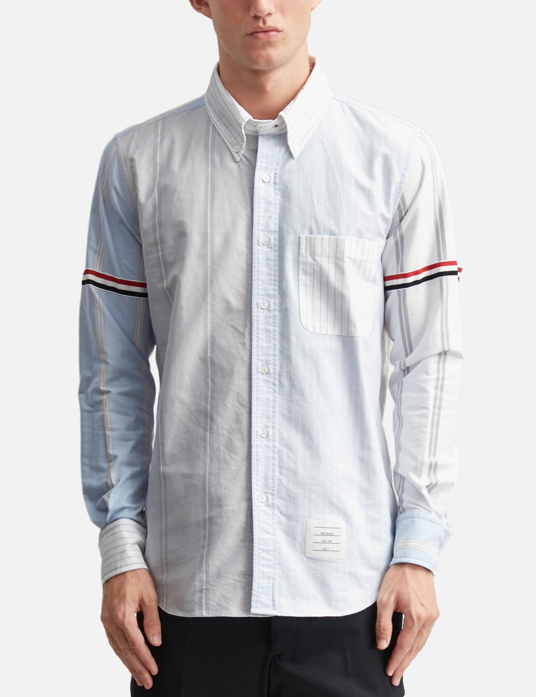 Funmix Shirt With Grosgrain Armbands In Pinstripe Oxford view 11