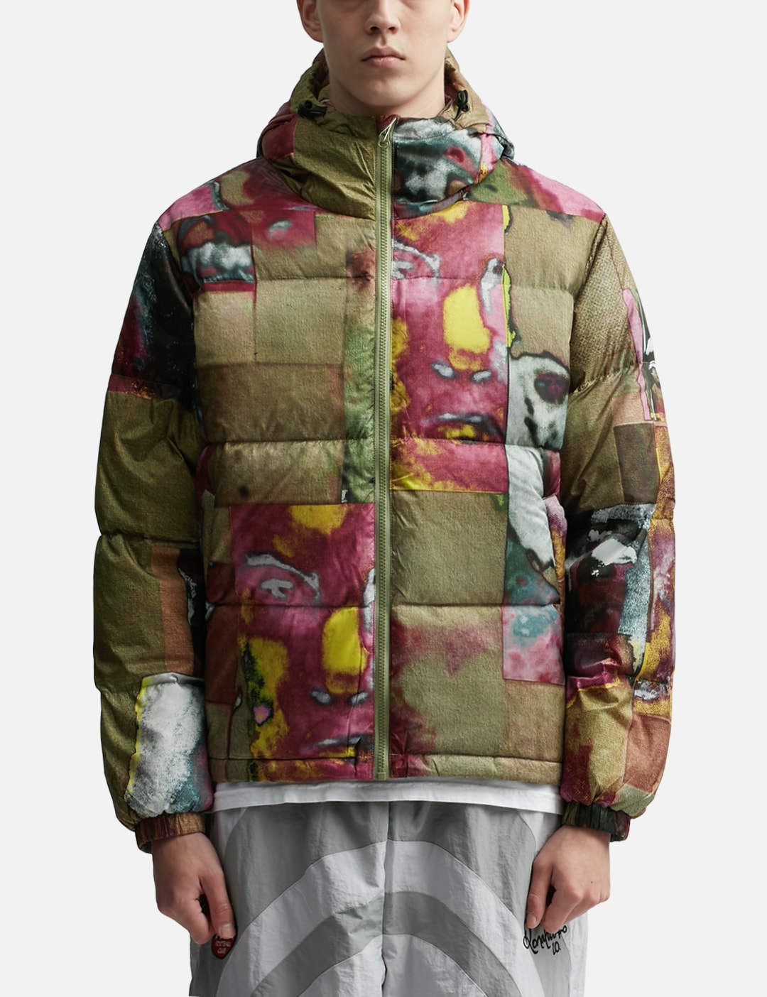 Printed Faces Collage Puffer Jacket view 13