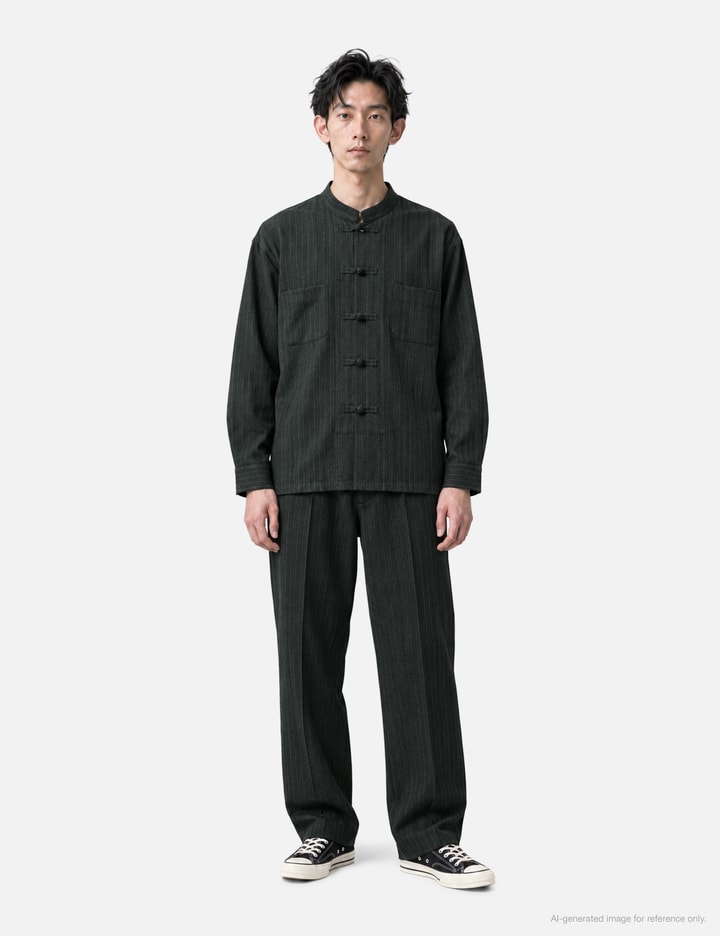 NÒMARHYTHM TEXTILE Pinstripe Double Button Shirt