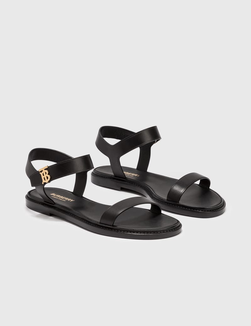 monogram motif leather sandals