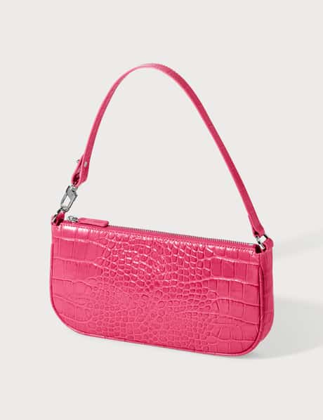 BY FAR - Rachel Hot Pink Croco Embossed Leather Bag | HBX