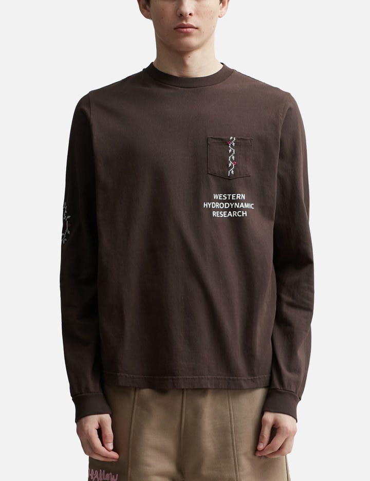 Shop Adish X Western Hydrodynamic Research Nafnuf Logo Long Sleeve Shirt In Brown