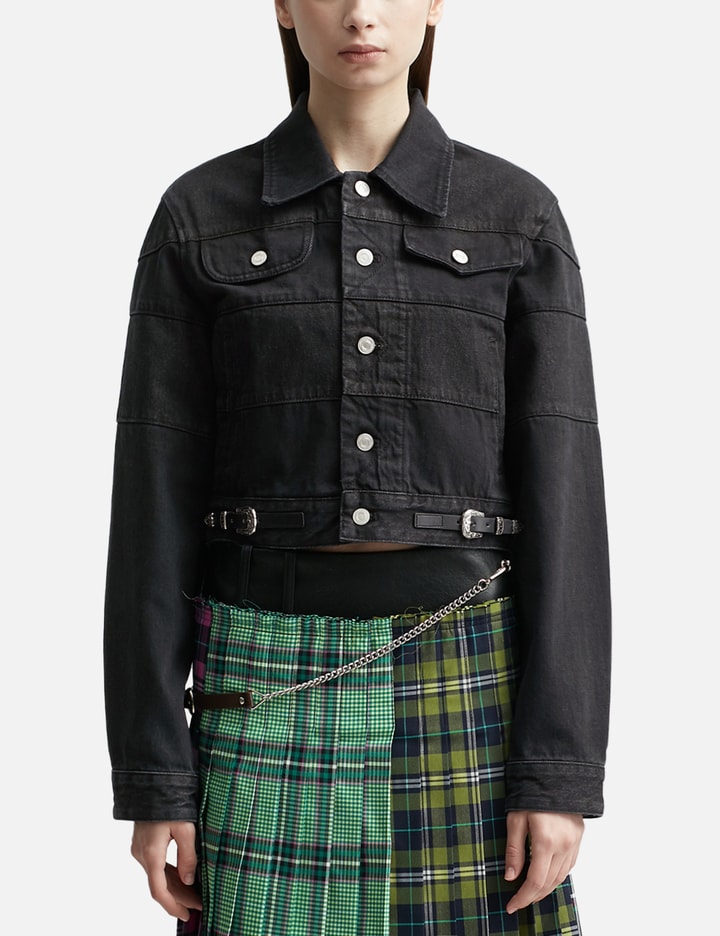 Andersson Bell Mahina' Black Denim Patchwork Jacket With Heart-shaped Detail In Cotton In Black