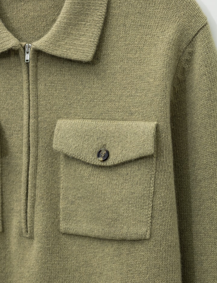 Moondal Pocket Collar Knit In Khaki