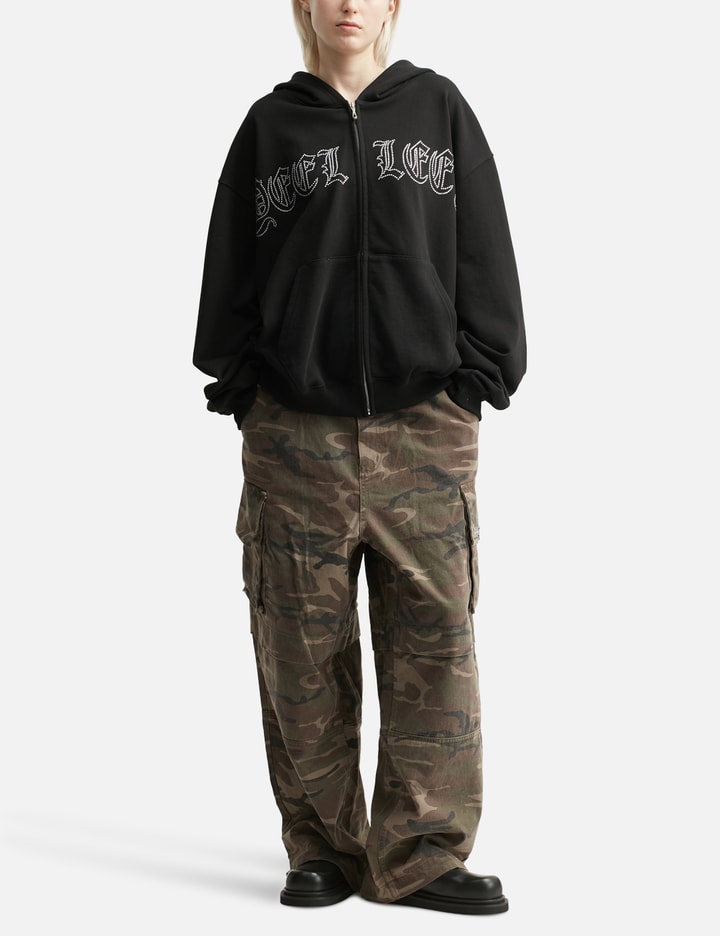 Studded Zip-up Hoodie Oversized Black Placeholder Image