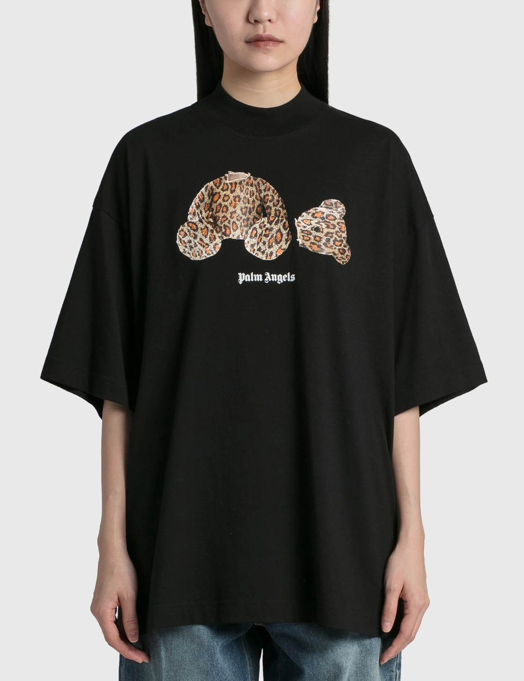 PALM ANGELS Bear-print cropped cotton T-shirt