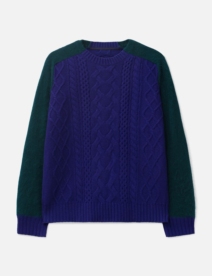 Sacai Angora Sleeve Cable Knit Jumper