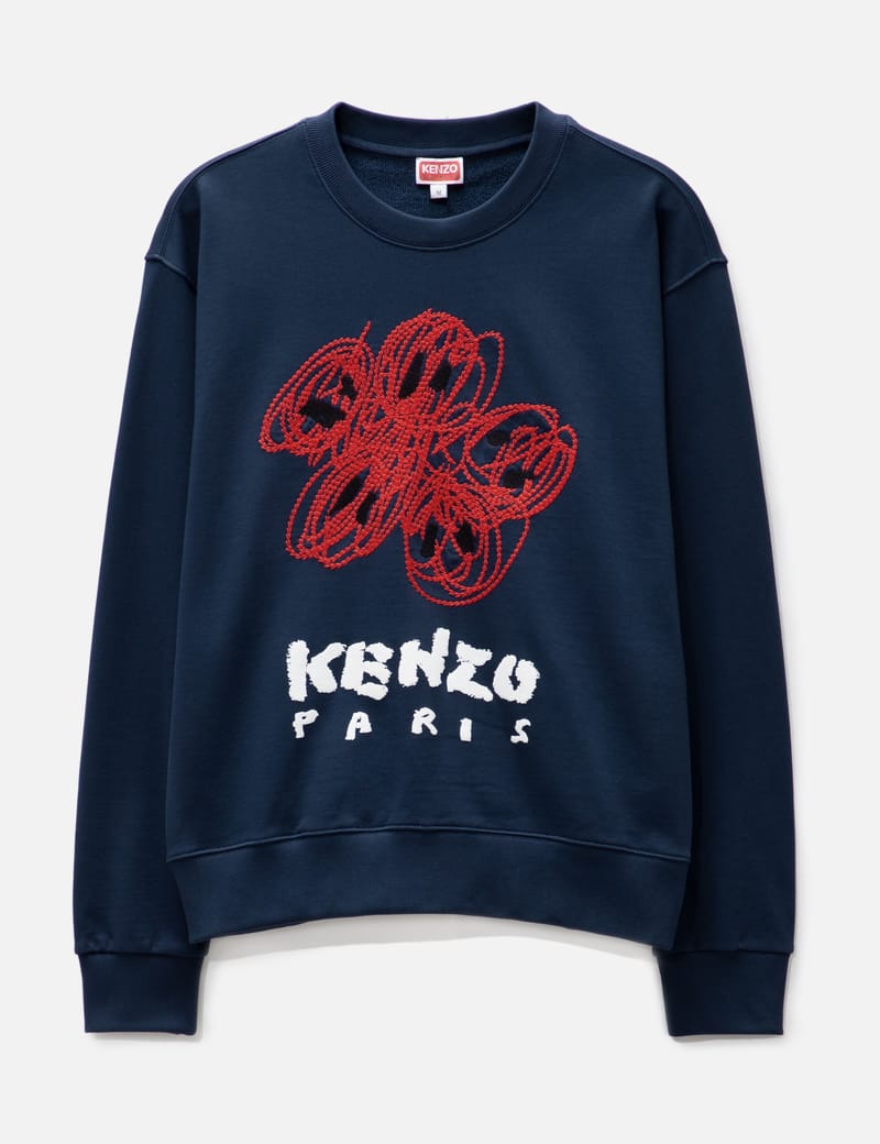 Kenzo Navy Drawn Varsity Cardigan