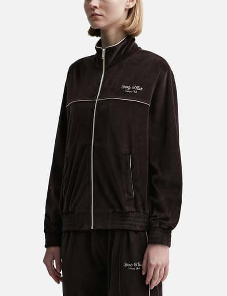 Sporty & Rich - Script Velour Track Jacket | HBX - Globally 