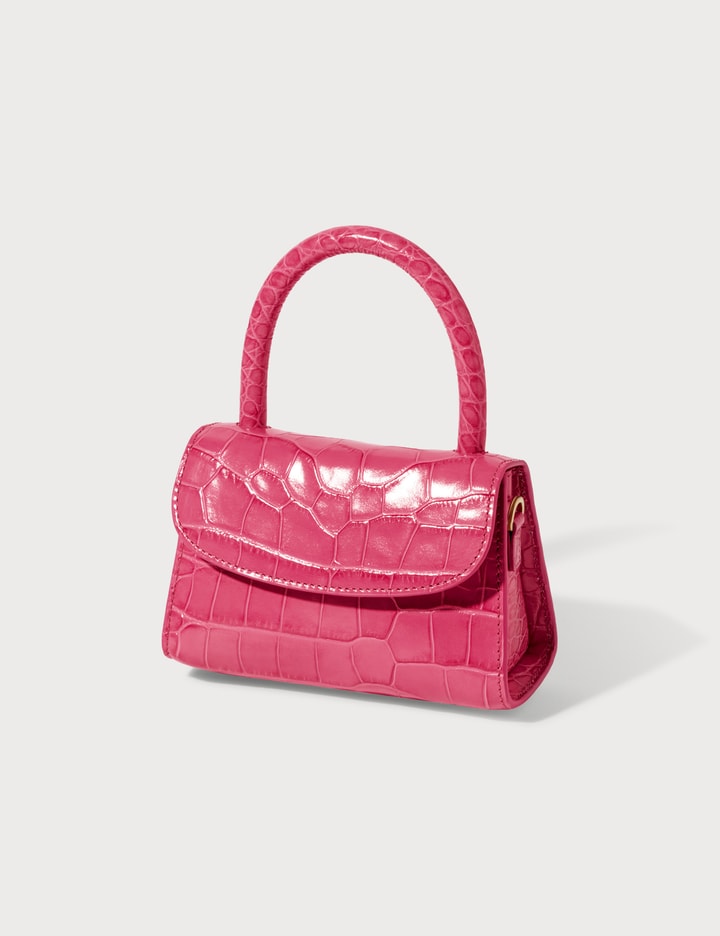 BY FAR - Rachel Hot Pink Croco Embossed Leather Bag