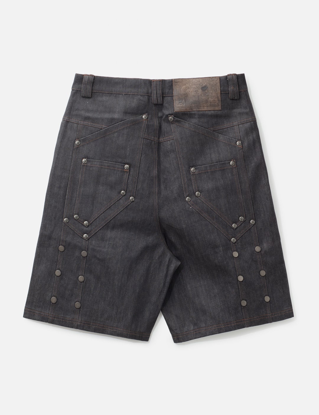 "Rexel" Waxed Double Knee Work Jorts In Japanese Raw Blue Denim view 9