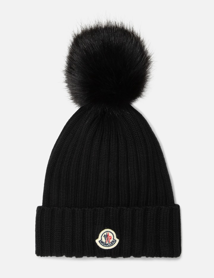 BLACK WOOL BEANIE WITH POM POM Placeholder Image