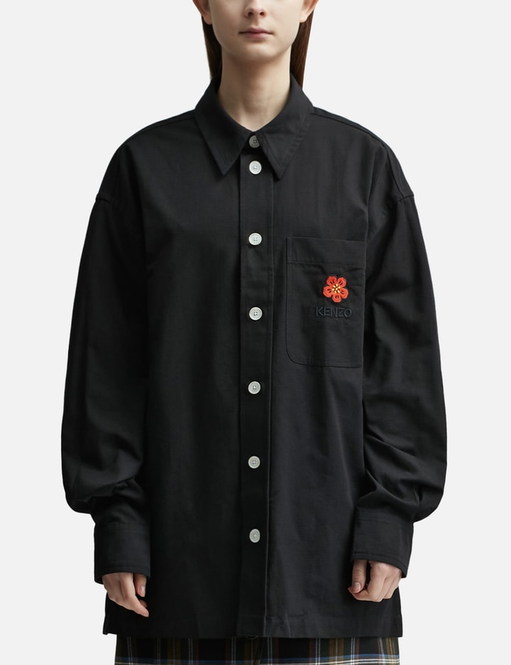 Shop Kenzo Oversized Boke Flower Embroidered Shirt In Black