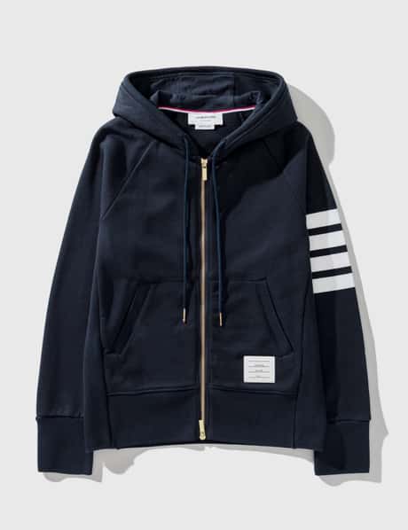 Thom Browne Loopback Jersey Knit 4-Bar Zip-Up Hoodie