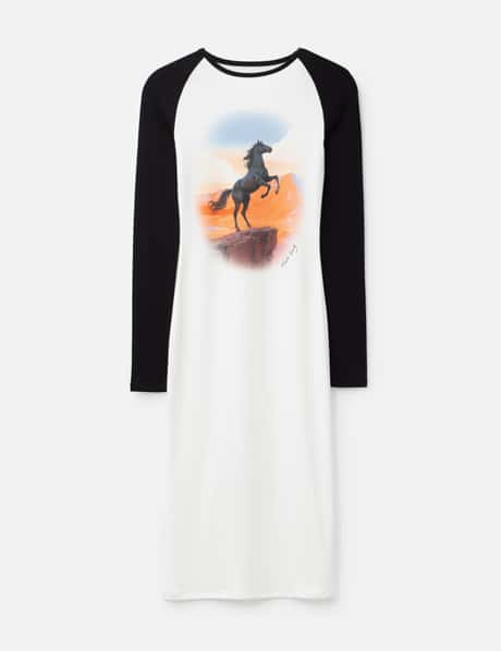 Raglan Sleeve Midi Dress With Retro Print view 6