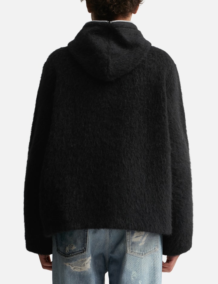 Our Legacy Textured Full Zip Hood Sweatshirt With Cozy Hood In Black