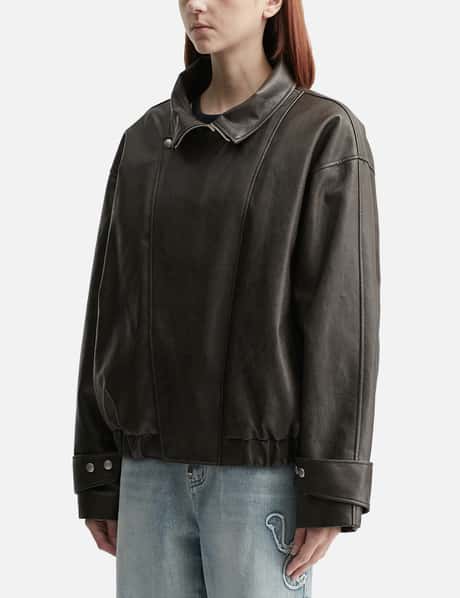 Faux Leather Bomber Jacket view 7