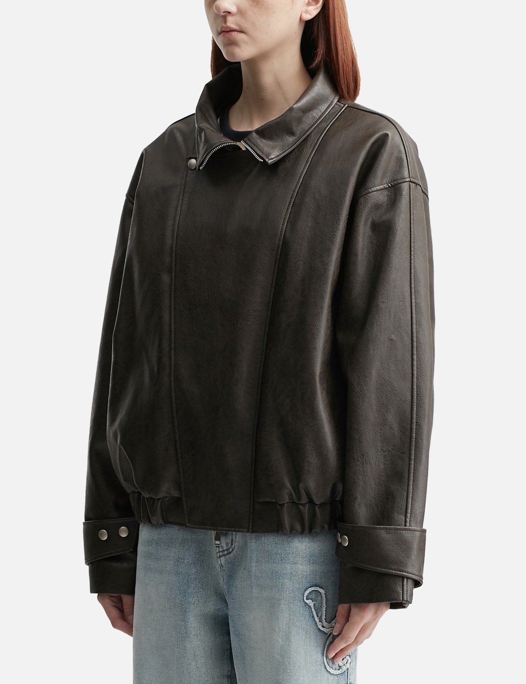 Faux Leather Bomber Jacket view 14
