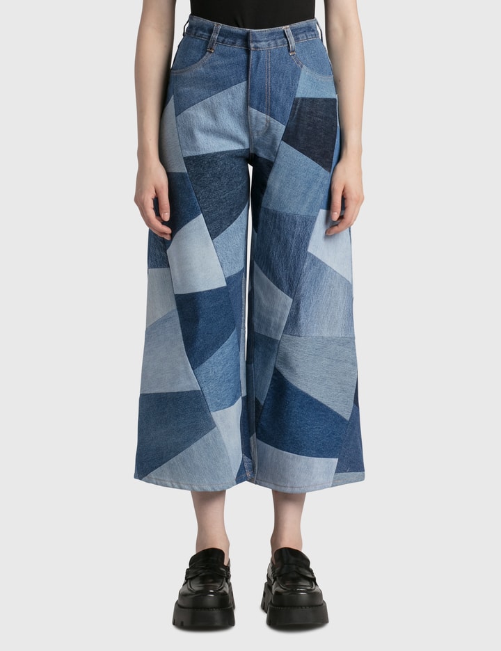 Ksenia Schnaider Reworked Patchwork Wide Denim Pants In Blue