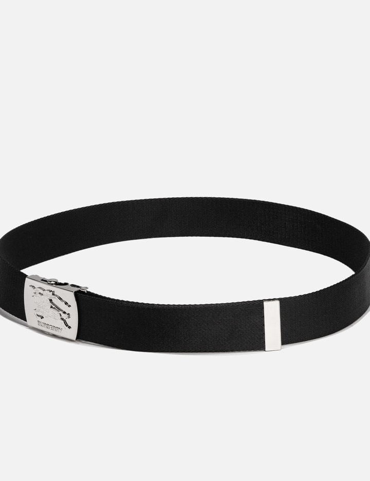 Shop Burberry Engraved Logo Buckle Belt In Black