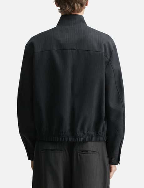 Striped Wool Blend Harrington Jacket view 12