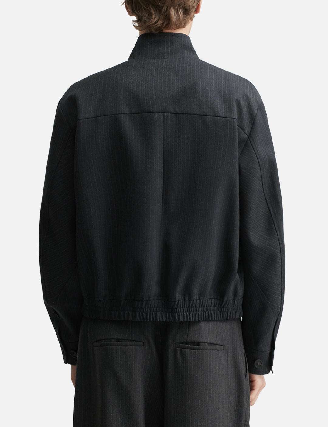 Striped Wool Blend Harrington Jacket view 19