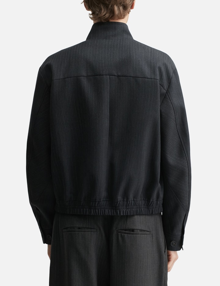 Striped Wool Blend Harrington Jacket view 4
