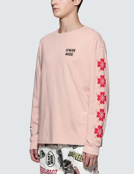 Human Made - Pink Screen Printed Sleeve L/S T-Shirt | HBX