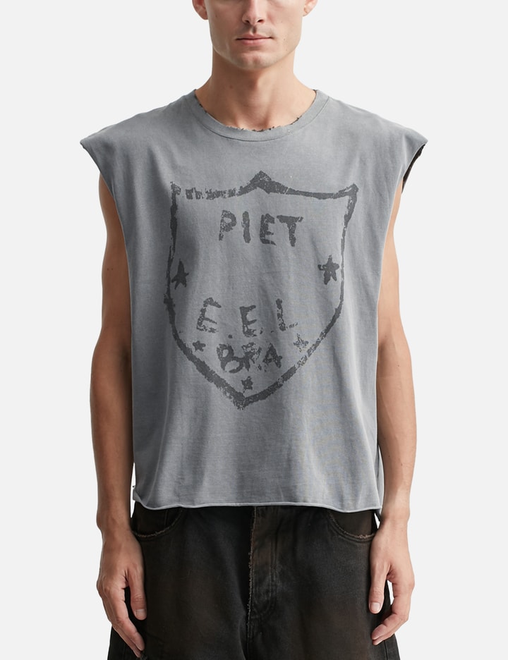 Oversized Raw Edge Sleeveless T-Shirt Placeholder Image