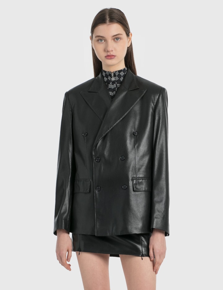Vegan Leather Double Breasted Blazer Placeholder Image