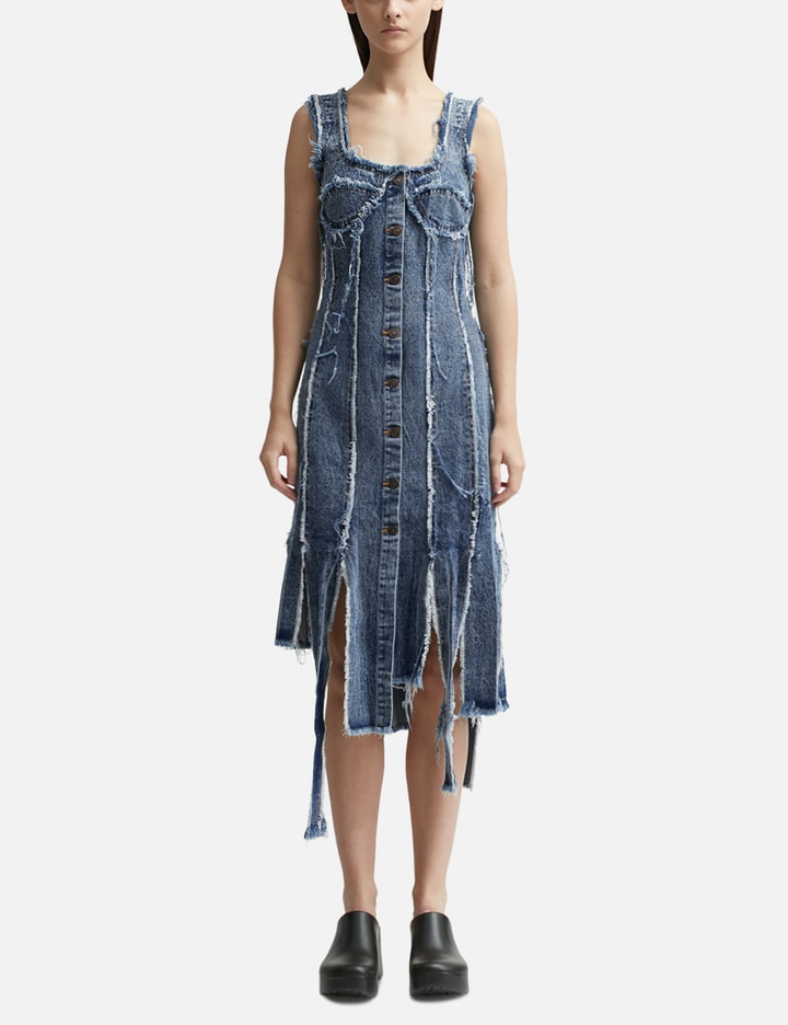 destroyed denim dress Tia Distressed Denim Dress FashionFreakssss