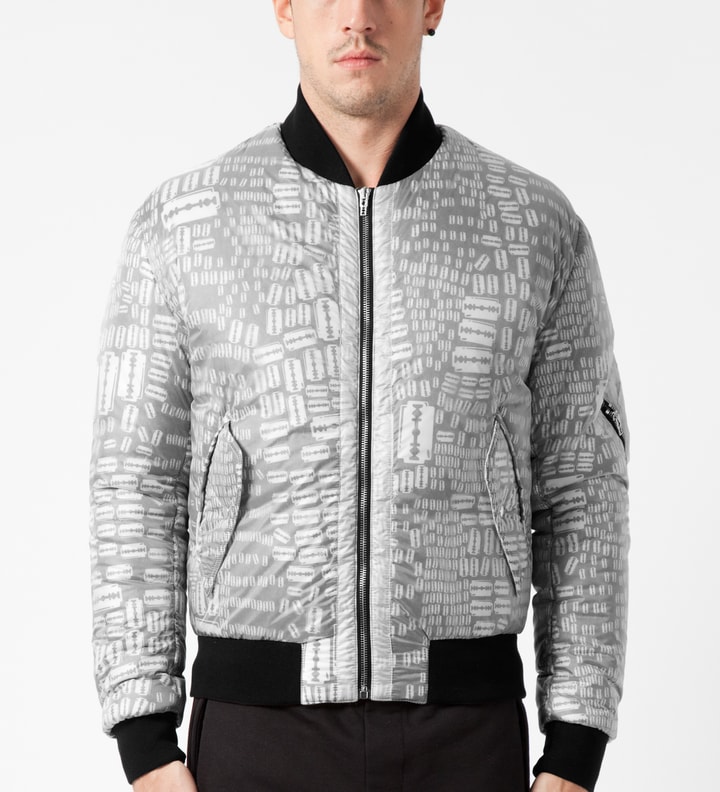 White Razor Print Padded MA-1 Jacket Placeholder Image
