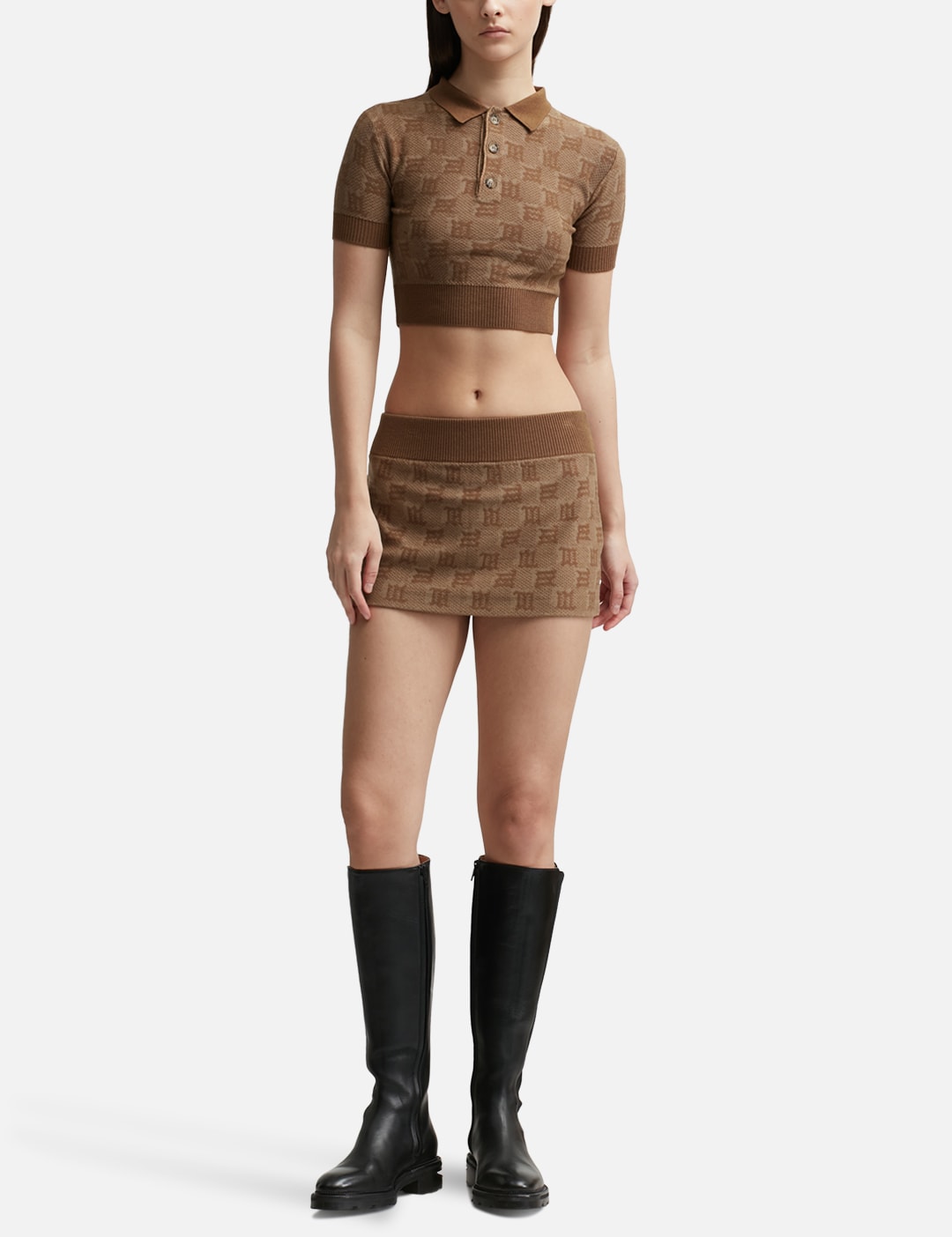 SILK WOOL KNITTED MONOGRAM MINI SKIRT view 16