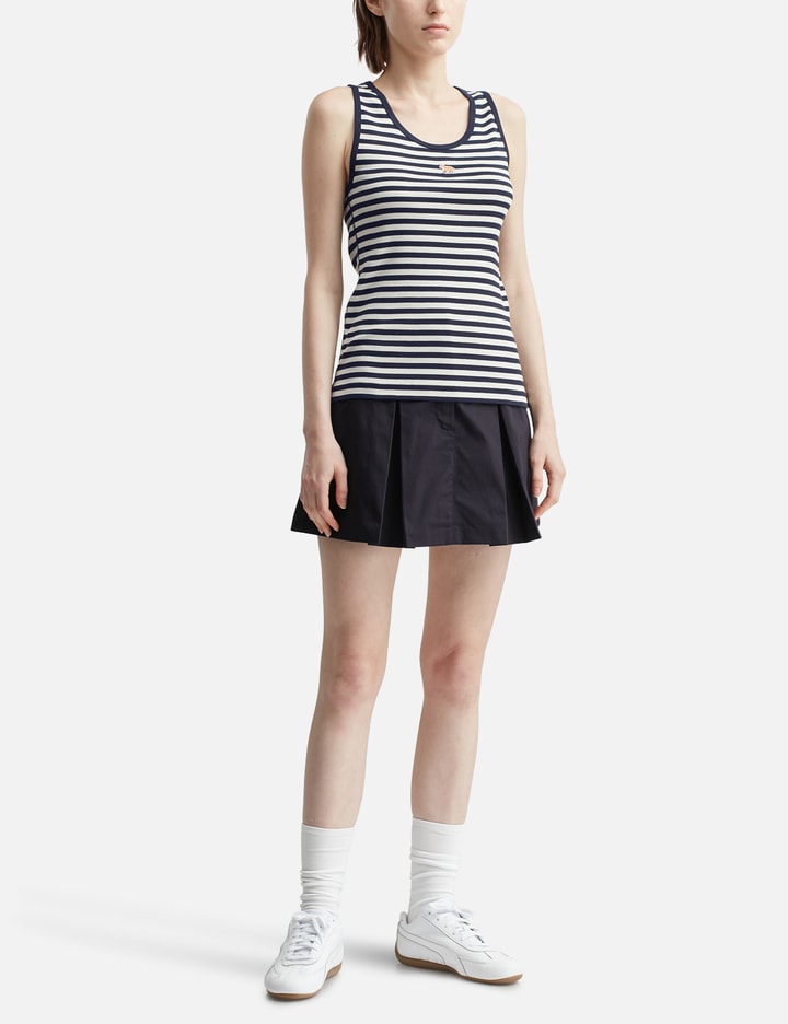 Maison Kitsuné Striped Cotton Sleeveless Top With Round Neck In Black