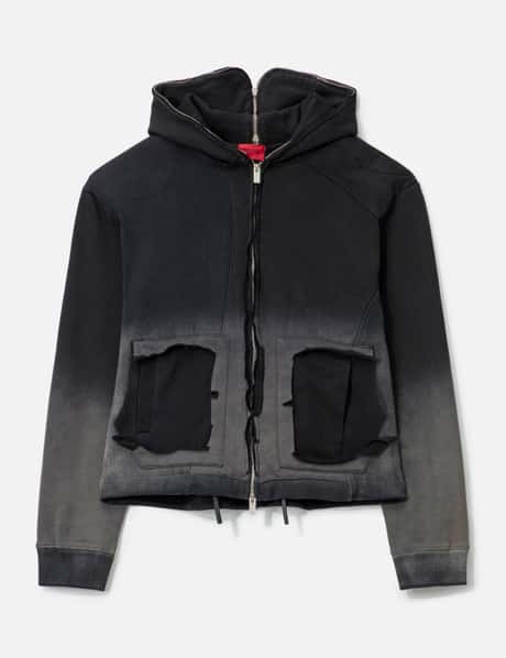 GOLDIE Panelled Padded Zipped Grey Hoodie