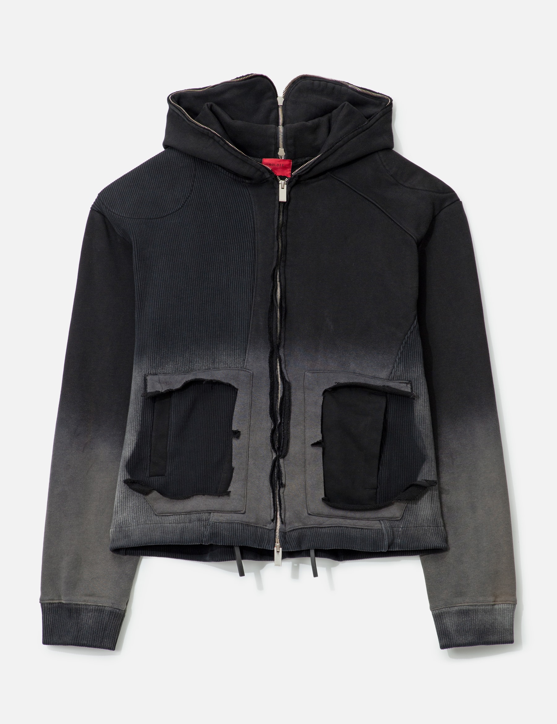 Panelled Padded Zipped Grey Hoodie view 16