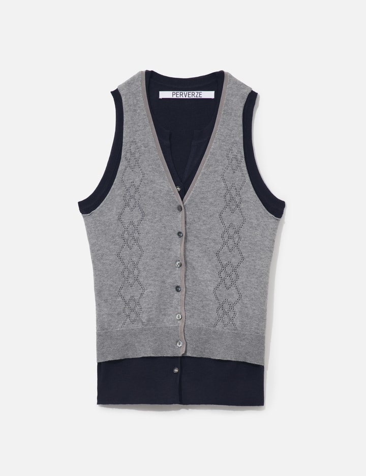 Perverze Eyelet Layered Knit Top