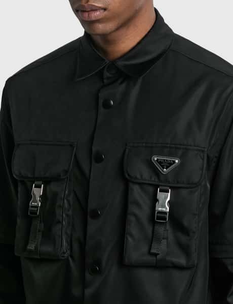 Prada: Black Press-Stud Denim Shirt