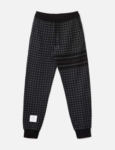 Thom Browne Engineered 4 Bar In Cotton Gunclub Check Jacquard Sweatpants