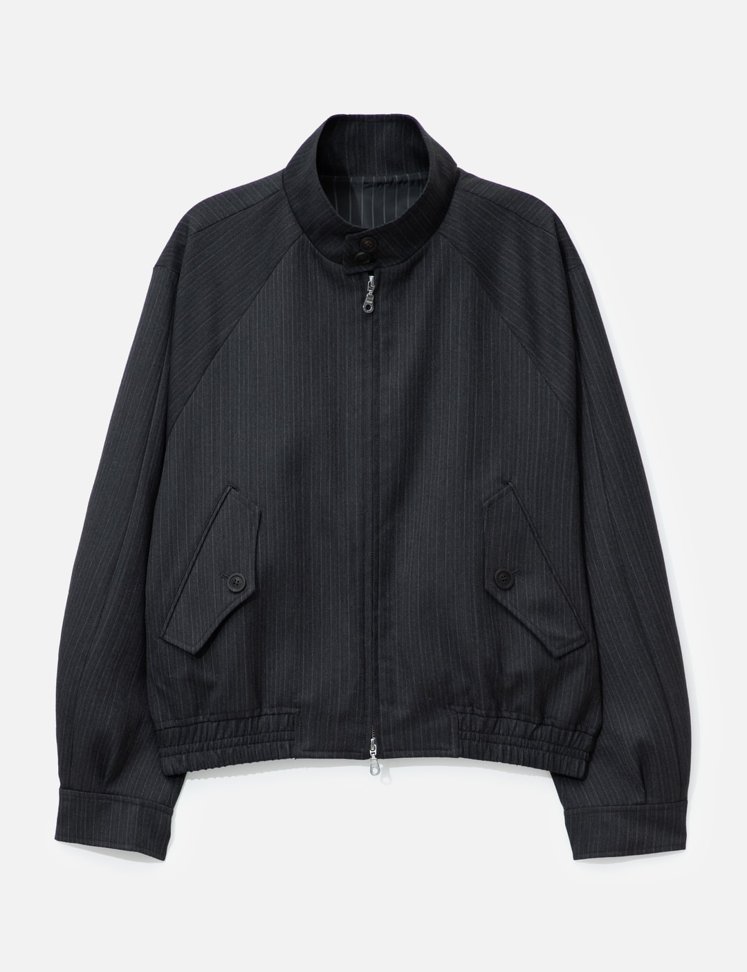 Striped Wool Blend Harrington Jacket view 7