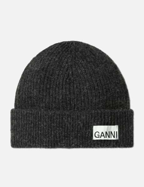 Ganni Fitted Wool Rib Knit Beanie