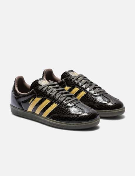 adidas Originals Samba OG Satin - Vintage-style satin sneakers in Shadow Olive | HBX adidas Originals Samba OG Satin - Vintage-style satin sneakers in Shadow Olive | HBX